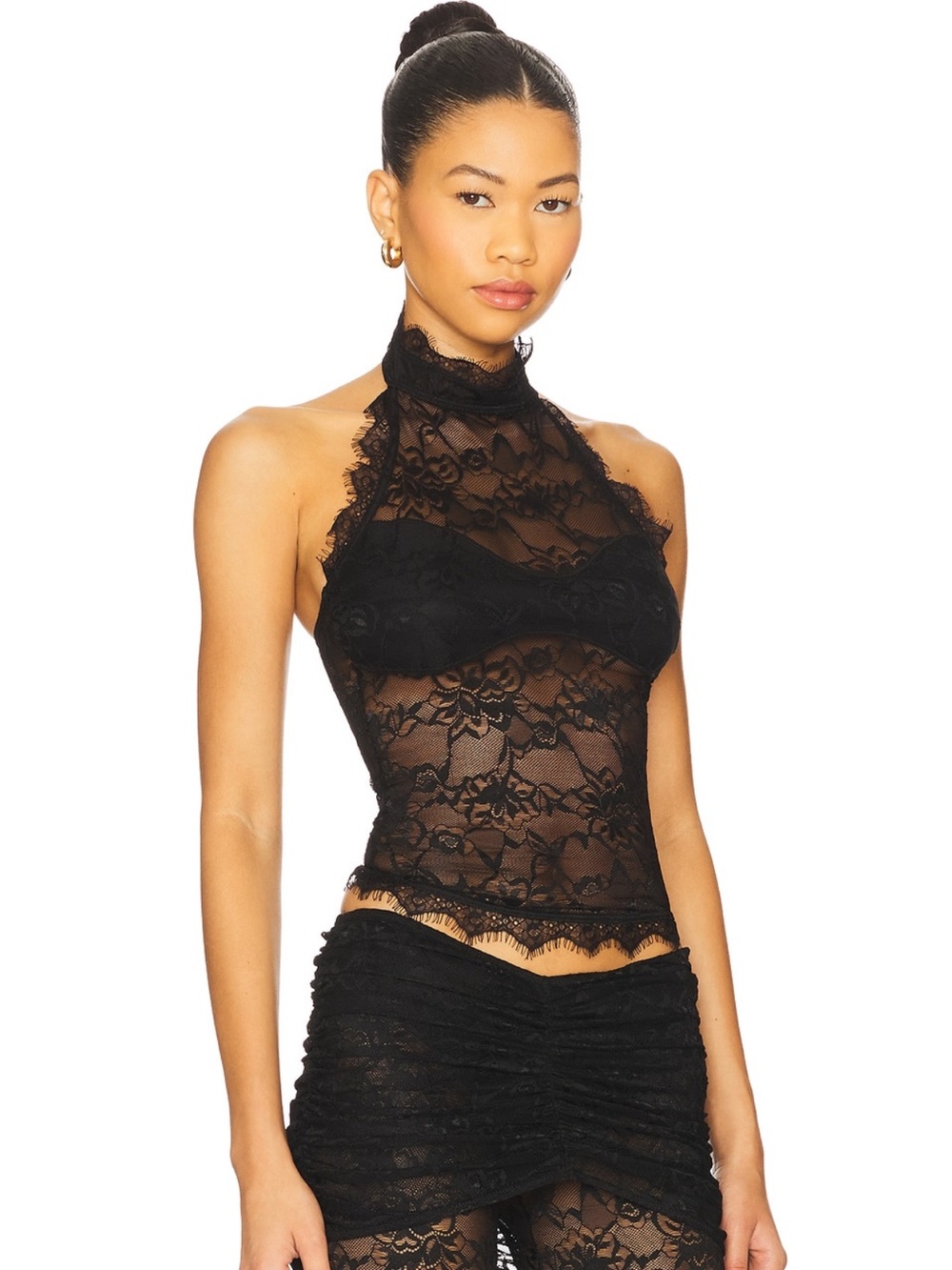 Selah Black Lace Halter Top